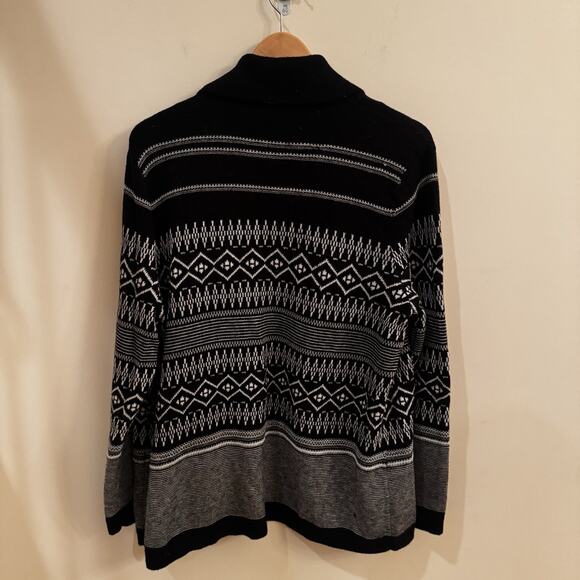 New Talbots Open Cardigan Sweater Womens XL Geometric Southwestern Lambswool NWT - Picture 2 of 10